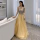Yellow Deep V Neck Backless Wedding Evening Gowns 8470138400# Yellow Deep V Neck Backless Wedding Evening Gowns 8470138400#