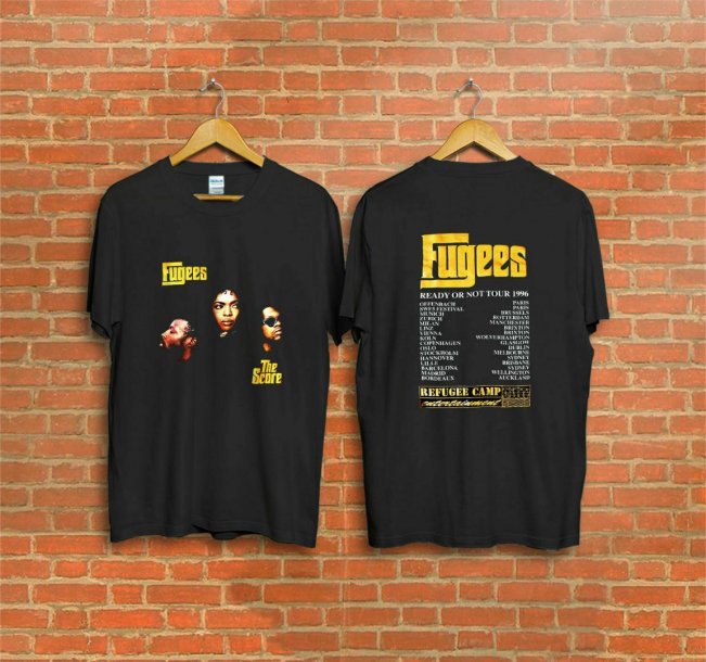 Vintage 1996 Fugees The Score Ready or Not Concert Tour T-Shirt Reprint Summer Men'S Brand Clothing O-Neck T Shirt 8483184470#