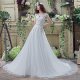 Applique V Neck Sweep Train Wedding Dresses With Rhinestone Belt 8489515666# Applique V Neck Sweep Train Wedding Dresses With Rhinestone Belt 8489515666#