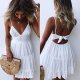 Solid Color Peplum Dress Girls V Neck Backless Strappy Dresses Back Lace Bow Pleated Skirt 8521134910# Solid Color Peplum Dress Girls V Neck Backless Strappy Dresses Back Lace Bow Pleated Skirt 8521134910#
