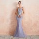 High Quality Sleeveless Boat-Neck Beaded Tulle Overlay Illusion Gown #88211592162 High Quality Sleeveless Boat-Neck Beaded Tulle Overlay Illusion Gown #88211592162
