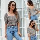 Ditsy Floral Print Short Sleeve Ruched Crop Blouse #88211592167 Ditsy Floral Print Short Sleeve Ruched Crop Blouse #88211592167
