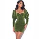 Sparkling Green Puff Sleeve Mini Bodycon Dress 88211592294# Sparkling Green Puff Sleeve Mini Bodycon Dress 88211592294#