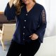 Horn Sleeve Hollow Out Blouse Top for Plus Size Girl 88211592371# Horn Sleeve Hollow Out Blouse Top for Plus Size Girl 88211592371#