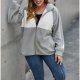 Plus Size Color Block Jacket in Grey 88211592410# Plus Size Color Block Jacket in Grey 88211592410#