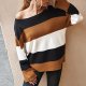 Color Block Boat Neck Sweater 88211592413# Color Block Boat Neck Sweater 88211592413#