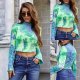 Mock Neck Tie Dye Crop Top Shirt 88211592426# Mock Neck Tie Dye Crop Top Shirt 88211592426#