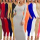 Multi Color Boat Neck Bodycon Maxi Dress for Women 88211592442# Multi Color Boat Neck Bodycon Maxi Dress for Women 88211592442#