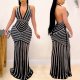 Sparkling Plunging Open-Back Halter Long Dress In Black 88211592447# Sparkling Plunging Open-Back Halter Long Dress In Black 88211592447#