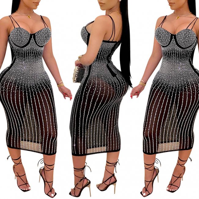 Affordable Sparkling Rhinestones Spaghetti Strap Party Dress 88211592451#
