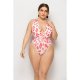 Plus Plunge Neck Leopard Print One-Piece Swimsuit 88211592509# Plus Plunge Neck Leopard Print One-Piece Swimsuit 88211592509#