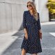 Polka Dot Print Wrap Midi Dress 88211592514# Polka Dot Print Wrap Midi Dress 88211592514#