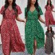 Floral Print Button Front Split Midi Dress 88211592534# Floral Print Button Front Split Midi Dress 88211592534#