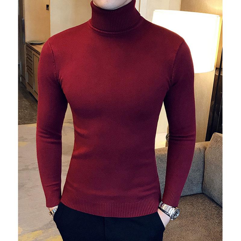 High Neck Thick Warm Sweater Men Turtleneck Brand New Sweaters Slim Fit Pullover Men Knitwear 8414973664#