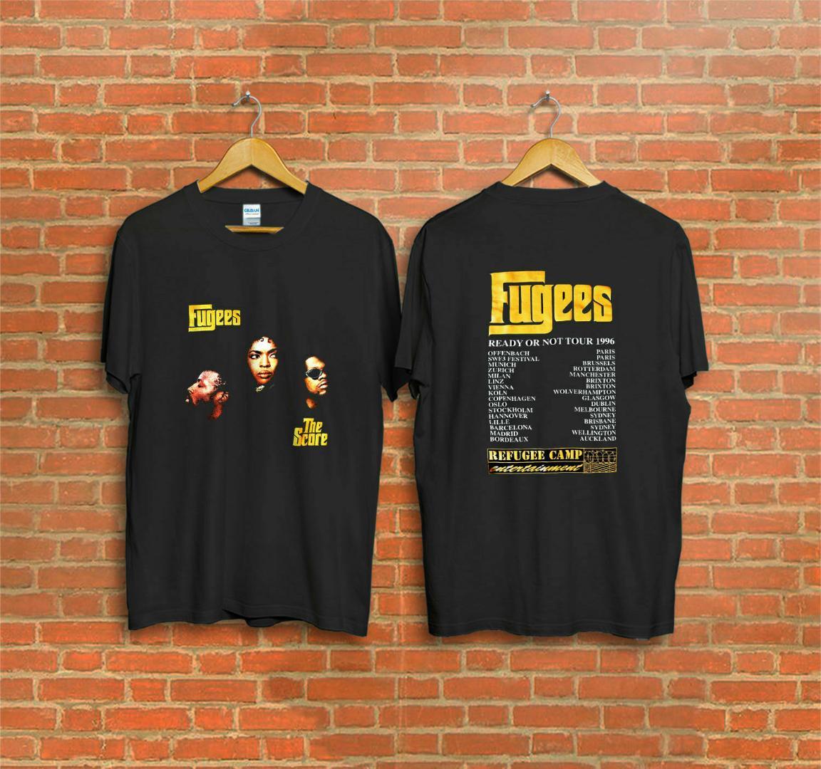 Vintage 1996 Fugees The Score Ready or Not Concert Tour T-Shirt Reprint Summer Men'S Brand Clothing O-Neck T Shirt 8483184470#