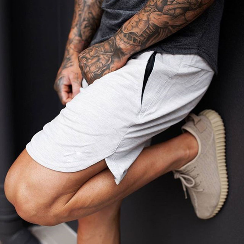 Solid Drawstring Sporty Half Pants for Men 88211592243#