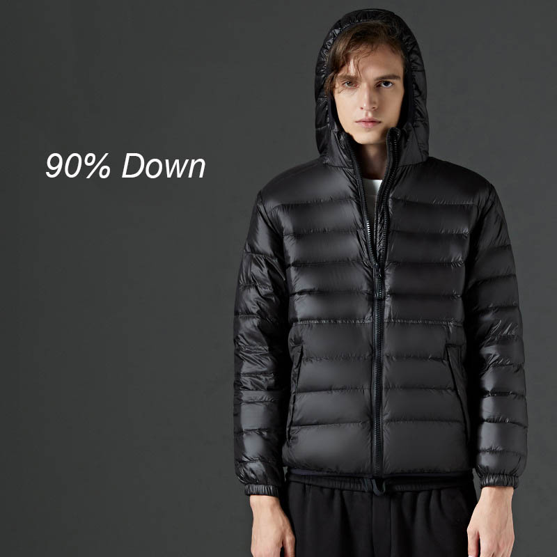 Hooded Down Jacket With Pockets for Men 88211592307#